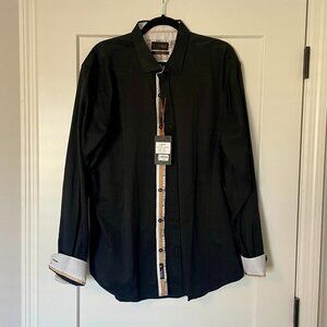 Buckle Jacquard Shirt Eight X mens shirt Black 3XL slim fit New